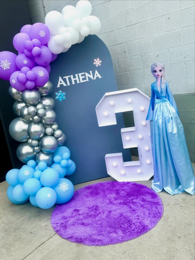 Let it go…… ❄️💙🌬️
.
.
.
.
#archbackdrop #balloongarland #decortables #party #centerpieces #events #birthday #decor #frozen #elsa #3rdbirthday #southbay #momownedbusiness